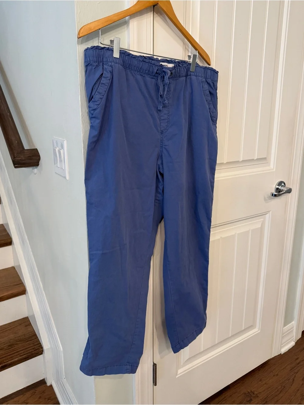 Sonoma XL Pull On Ankle Pants Blue Drawstring Cotton Blend Casual Crop Pants - Picture 2 of 6